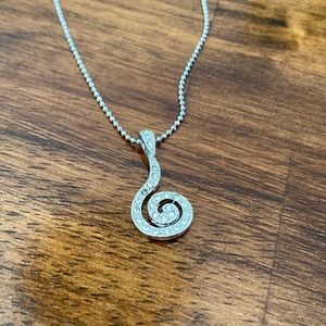 NEW Cubic Zirconia Treble Musical Sign Note Pendant Necklace Stainless Steel NWT